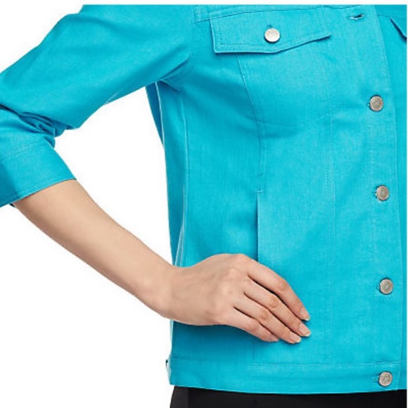 Denim & Co. 3/4 sleeve colored denim Jean jacket - Picture 10 of 10